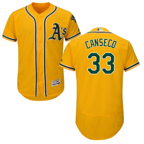 Athletics #33 Jose Canseco Gold Flexbase Authentic Collection Stitched MLB Jersey