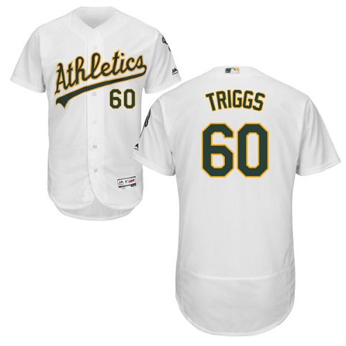 Athletics #60 Andrew Triggs White Flexbase Authentic Collection Stitched MLB Jersey