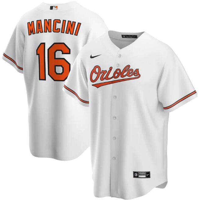 Men's Baltimore Orioles #16 Trey Mancini White MLB Cool Base Stitched Jersey