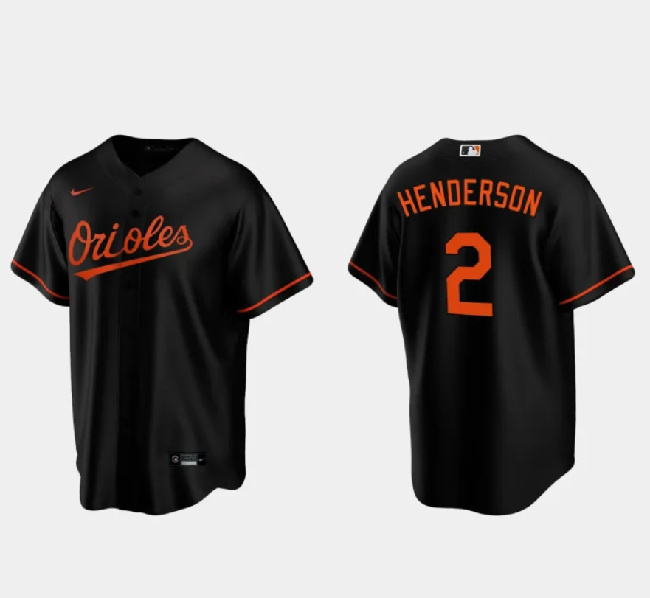 Men's Baltimore Orioles #2 Gunnar Henderson Black Cool Base Stitched Jersey