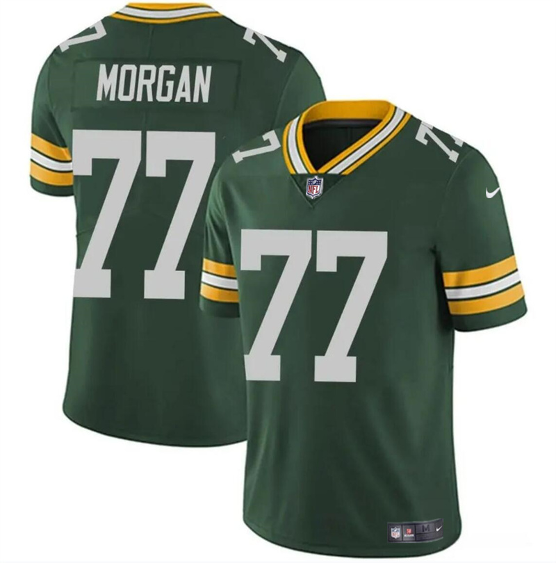 Men's Green Bay Packers #77 Jordan Morgan Green 2024 Draft Vapor Limited Stitched Football Jersey