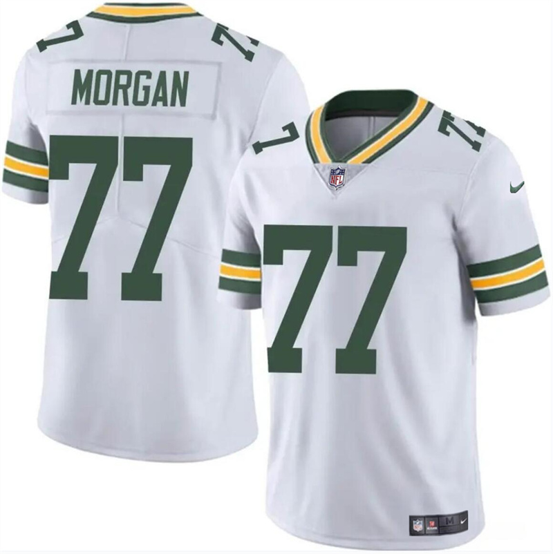 Men's Green Bay Packers #77 Jordan Morgan White 2024 Draft Vapor Limited Stitched Football Jersey