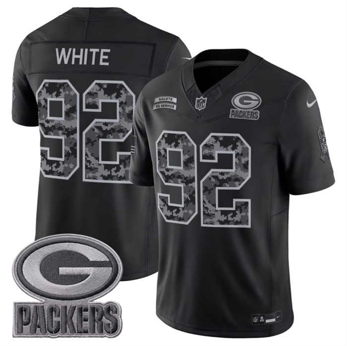 Men's Green Bay Packers #92 Reggie White Black F.U.S.E. 2026 Salute to Service Limited Stitched Football Jersey