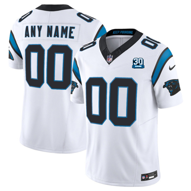 Men's Carolina Panthers Active Player Custom White 2024 30th Anniversary Patch F.U.S.E. Vapor Limited Stitched Football Jersey Men's Carolina Panthers Active Player Custom White 2024 30th Anniversary Patch F.U.S.E. Vapor Limited Stitched Football Jersey