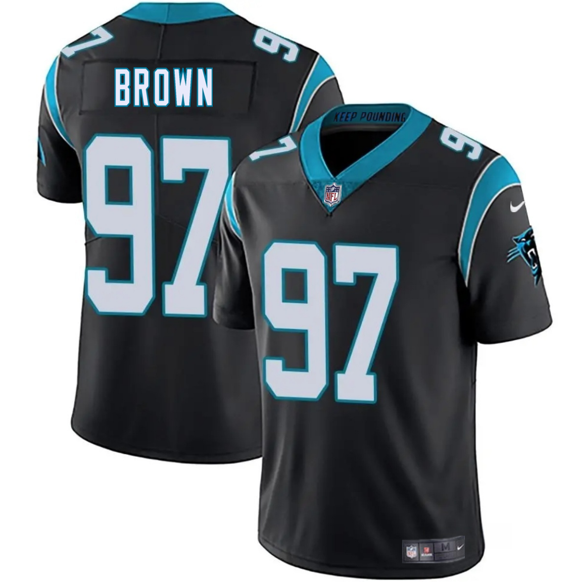 Men's Carolina Panthers #97 Bobby Brown Black 2025 Vapor Limited Stitched Football Jersey