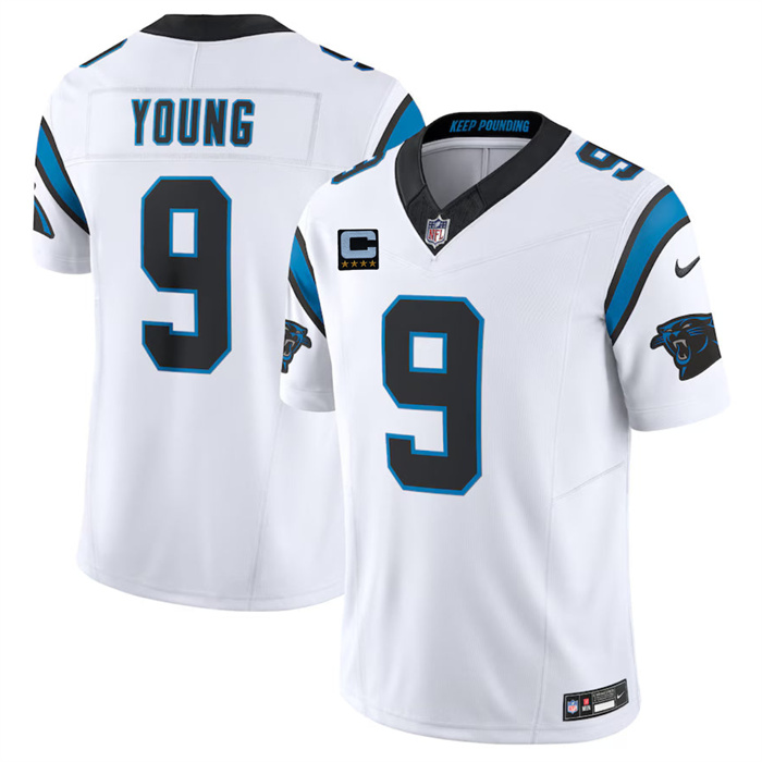 Men's Carolina Panthers Custom White 2026 F.U.S.E. 4-Star C Patch Vapor Limited Stitched Football Jersey