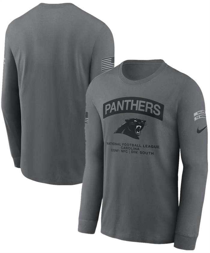 Men's Carolina Panthers Gray 2026 Salute to Service Long Sleeve T-Shirt