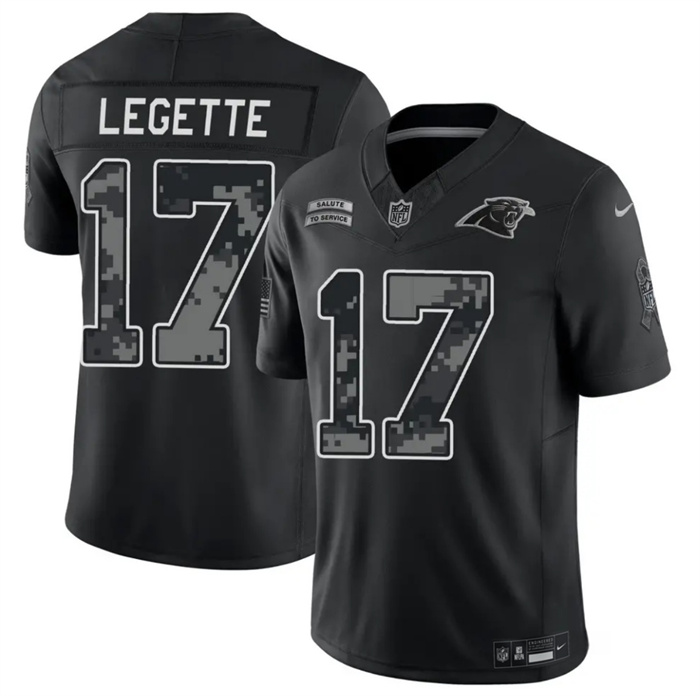 Men's Carolina Panthers #17 Xavier Legette Black F.U.S.E. 2026 Salute to Service Limited Stitched Football Jersey