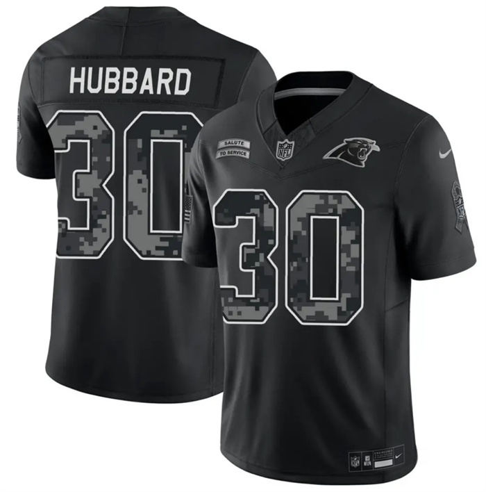 Men's Carolina Panthers #30 Chuba Hubbard Black F.U.S.E. 2026 Salute to Service Limited Stitched Football Jersey