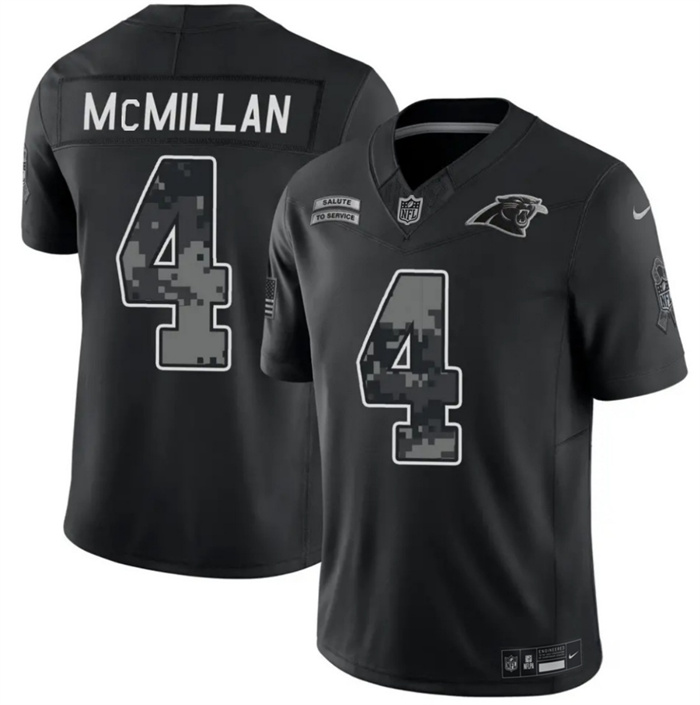 Men's Carolina Panthers #4 Tetairoa McMillan Black F.U.S.E. 2026 Salute to Service Limited Stitched Football Jersey