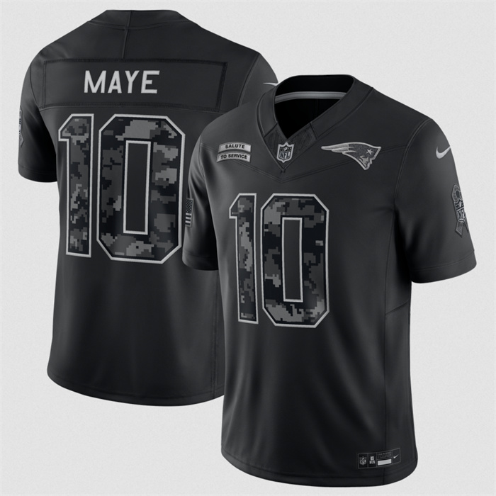 Men's New England Patriots #10 Drake Maye Black F.U.S.E. 2026 Salute to Service Limited Stitched Football Jersey