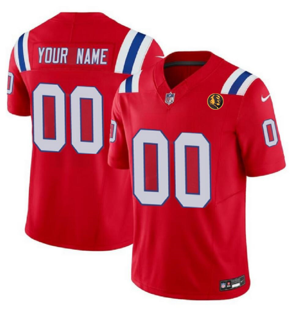 Men's New England Patriots Active Player Custom Red 2023 F.U.S.E. With John Madden Patch Vapor Limited Stitched Football Jersey