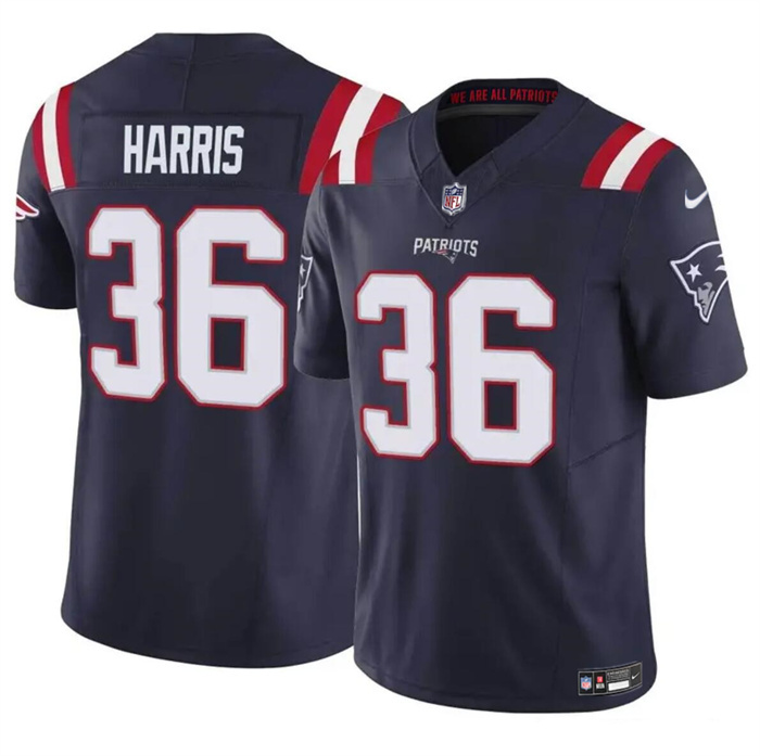 Men's New England Patriots #36 Kevin Harris Navy 2023 F.U.S.E. Vapor Limited Stitched Football Jersey