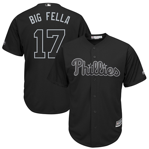 Phillies #17 Rhys Hoskins Black "Big Fella" Players Weekend Cool Base Stitched MLB Jersey