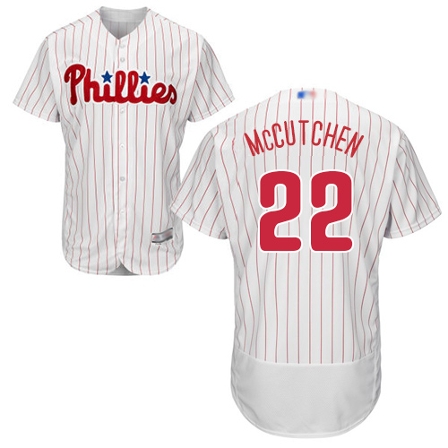 Phillies #22 Andrew McCutchen White(Red Strip) Flexbase Authentic Collection Stitched MLB Jersey
