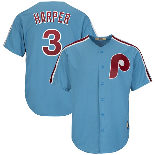 Phillies #3 Bryce Harper Light Blue New Cool Base Cooperstown Stitched MLB Jersey