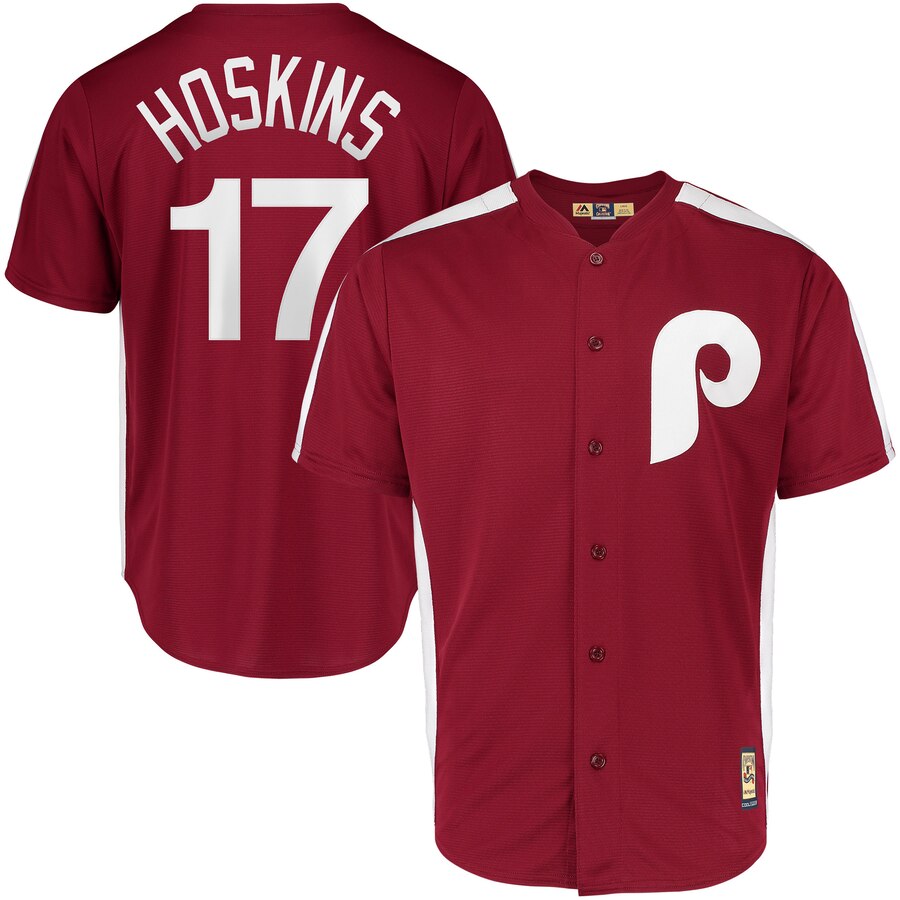 Philadelphia Phillies #17 Rhys Hoskins Majestic 1979 Saturday Night Special Cool Base Cooperstown Player Jersey Maroon