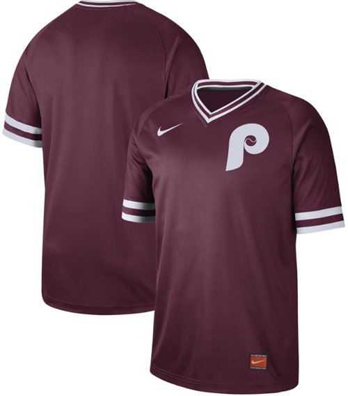 Nike Phillies Blank Maroon Authentic Cooperstown Collection Stitched MLB Jersey