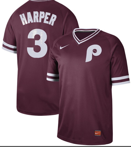 Nike Phillies #3 Bryce Harper Maroon Authentic Cooperstown Collection Stitched MLB Jersey