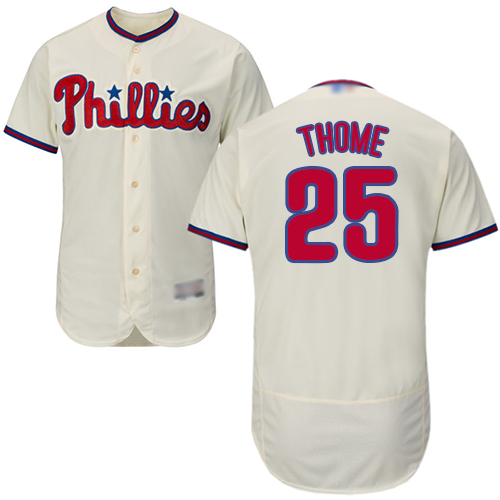 Phillies #25 Jim Thome Cream Flexbase Authentic Collection Stitched MLB Jersey