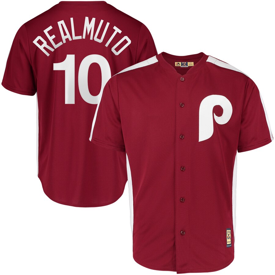 Philadelphia Phillies #10 JT Realmuto Majestic 1979 Saturday Night Special Cool Base Cooperstown Player Jersey Maroon