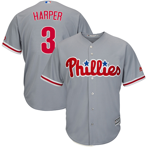 Phillies #3 Bryce Harper Grey New Cool Base Stitched MLB Jersey