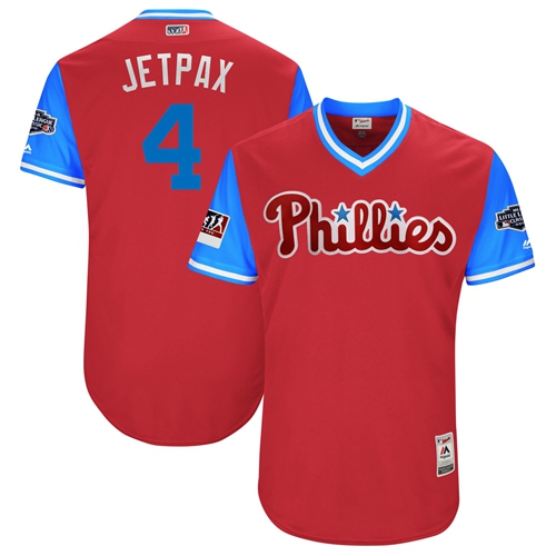 Phillies #4 Scott Kingery Red "Jetpax" Players Weekend Authentic Stitched MLB Jersey