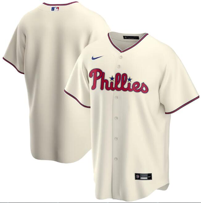 Men's Philadelphia Phillies Blank Cream MLB Cool Base Stitched Jersey