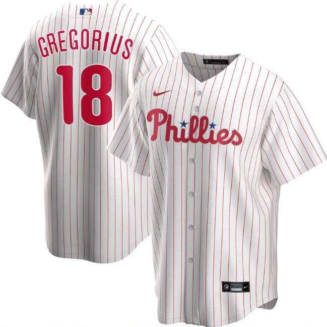 Men's Philadelphia Phillies #18 Didi Gregorius White MLB Cool Base Stitched Jersey