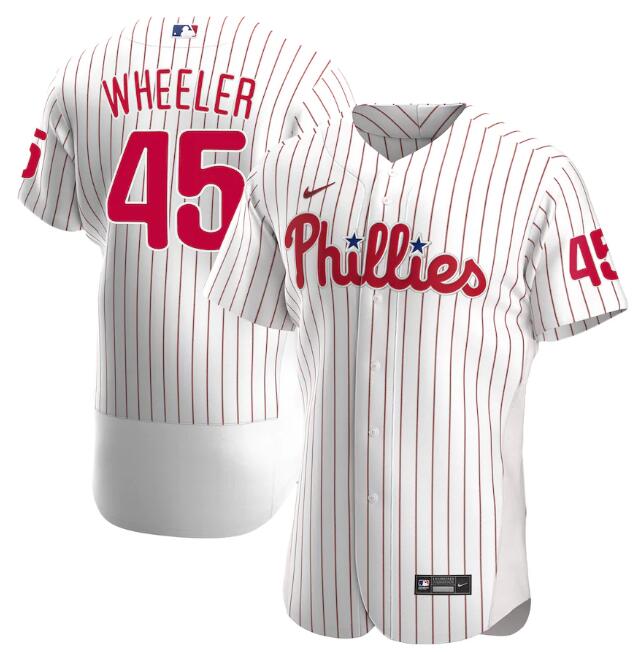 Men's Philadelphia Phillies #45 Zack Wheeler White MLB Flex Base Stitched Jersey