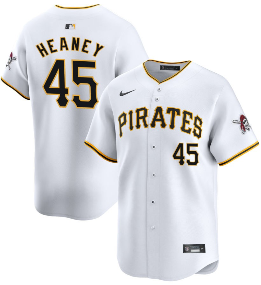 Men's Pittsburgh Pirates #45 Andrew Heaney White 2025 Home Limited Stitched Baseball Jersey Men's Pittsburgh Pirates #45 Andrew Heaney White 2025 Home Limited Stitched Baseball Jersey