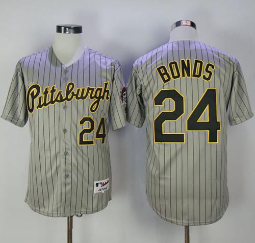 Pirates #24 Barry Bonds Grey Strip 1997 Turn Back The Clock Stitched MLB Jersey