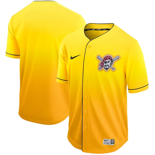 Nike Pirates Blank Gold Fade Authentic Stitched MLB Jersey