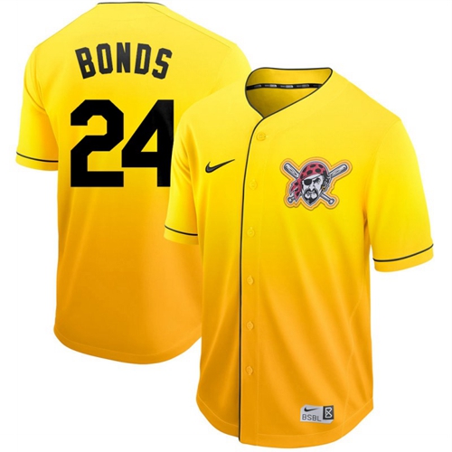 Nike Pirates #24 Barry Bonds Gold Fade Authentic Stitched MLB Jersey