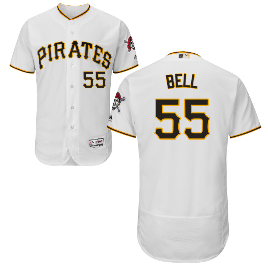 Pittsburgh Pirates #55 Josh Bell Majestic Home Flex Base Authentic Collection Jersey White