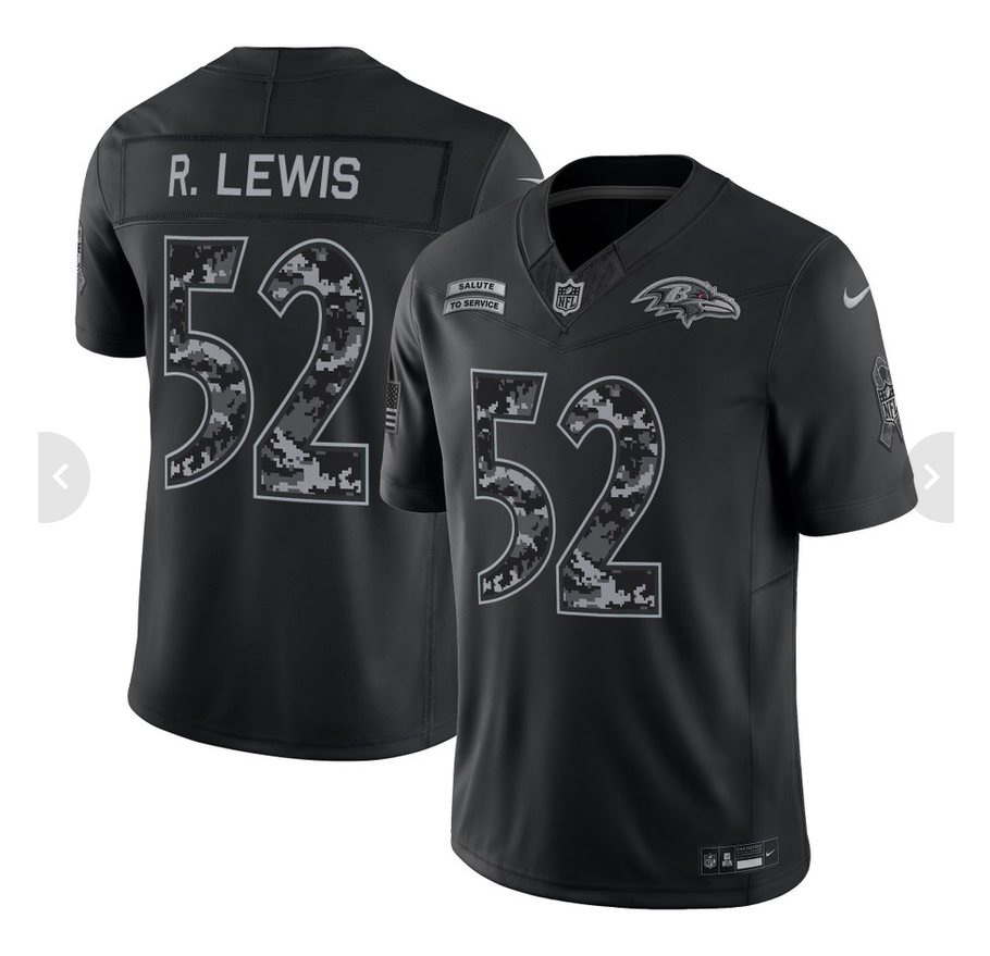 Men's Baltimore Ravens #52 Ray Lewis Black F.U.S.E. 2026 Salute to Service Limited Stitched Football Jersey