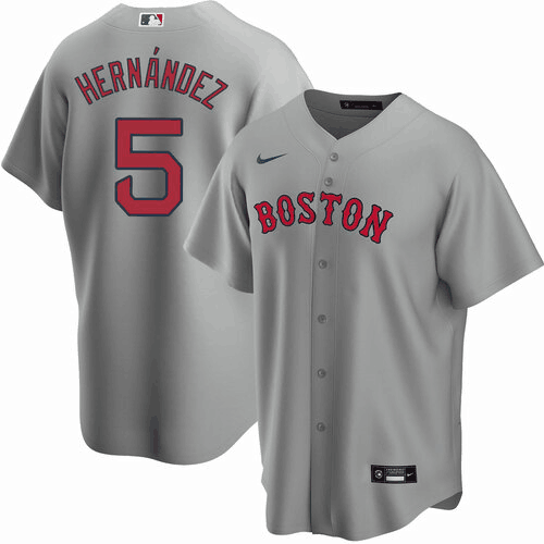 Men's Boston Red Sox #5 Kiké Hernández Grey Cool Base Stitched Baseball Jersey