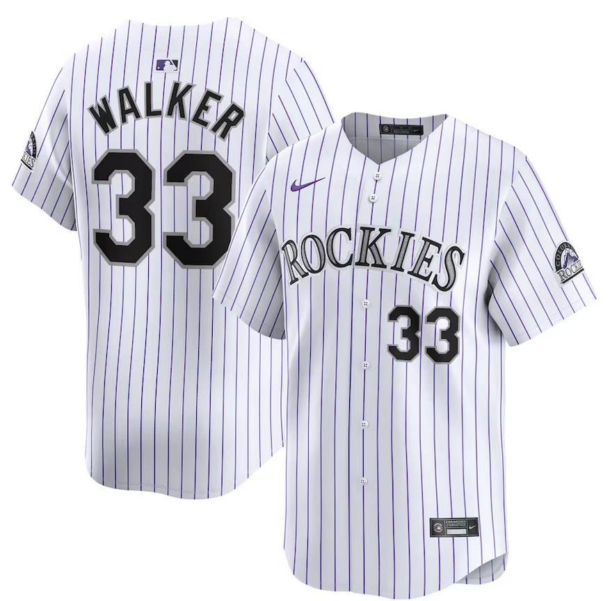 Men's Colorado Rockies #14 Larry Walker White Home Limited Stitched Baseball Jersey