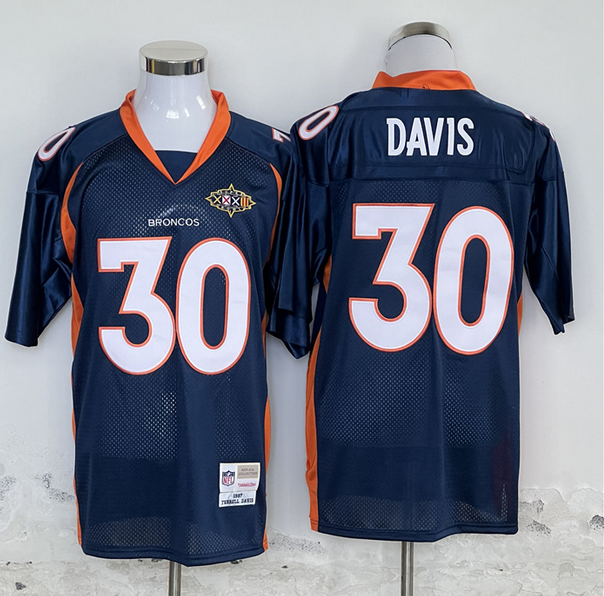 Men's Denver Broncos Active Player Custom Navy Throwback Stitched Football Jersey