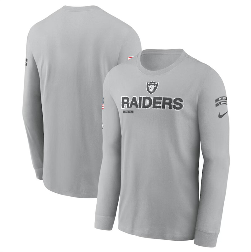 Men's Las Vegas Raiders 2024 Gray Salute To Service Long Sleeve T-Shirt Men's Las Vegas Raiders 2024 Gray Salute To Service Long Sleeve T-Shirt
