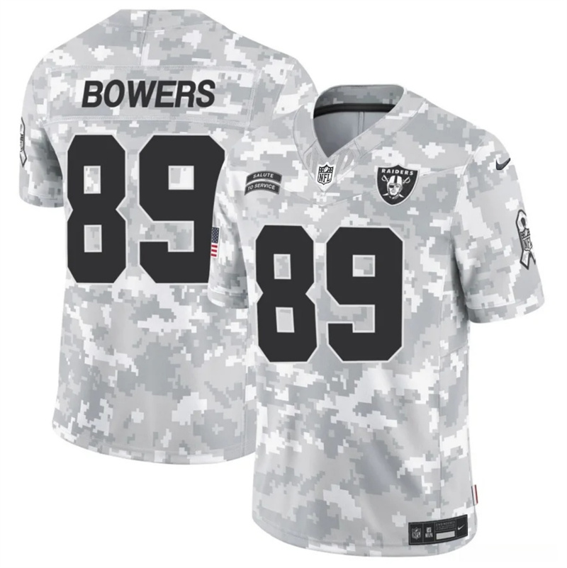 Men's Las Vegas Raiders #89 Brock Bowers 2024 F.U.S.E Arctic Camo Salute to Service Limited Stitched Football Jersey Men's Las Vegas Raiders #89 Brock Bowers 2024 F.U.S.E Arctic Camo Salute to Service Limited Stitched Football Jersey