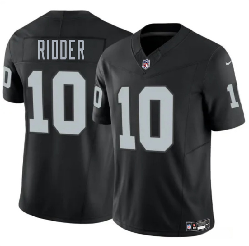 Men's Las Vegas Raiders #10 Desmond Ridder Black 2024 F.U.S.E. Vapor Stitched Football Jersey Men's Las Vegas Raiders #10 Desmond Ridder Black 2024 F.U.S.E. Vapor Stitched Football Jersey