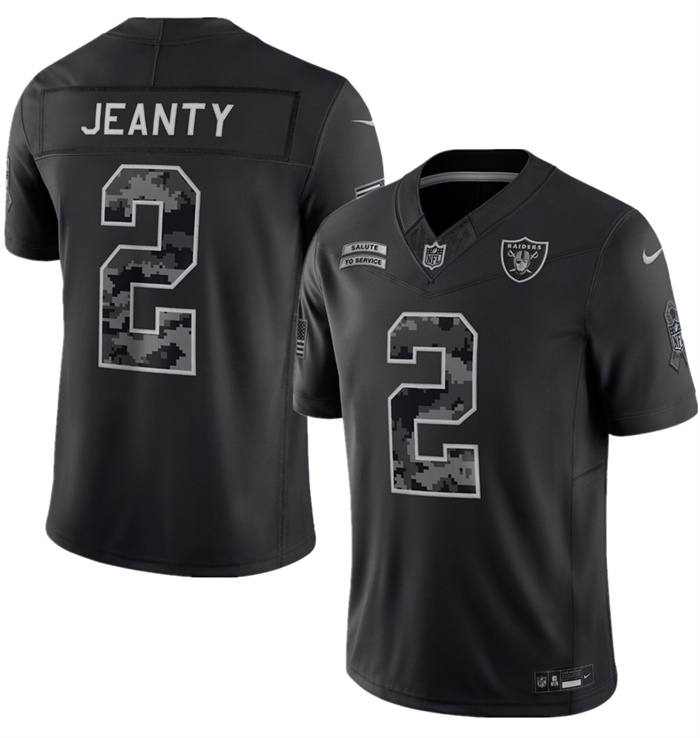 Men's Las Vegas Raiders #2 Ashton Jeanty Black F.U.S.E. 2026 Salute to Service Limited Stitched Football Jersey