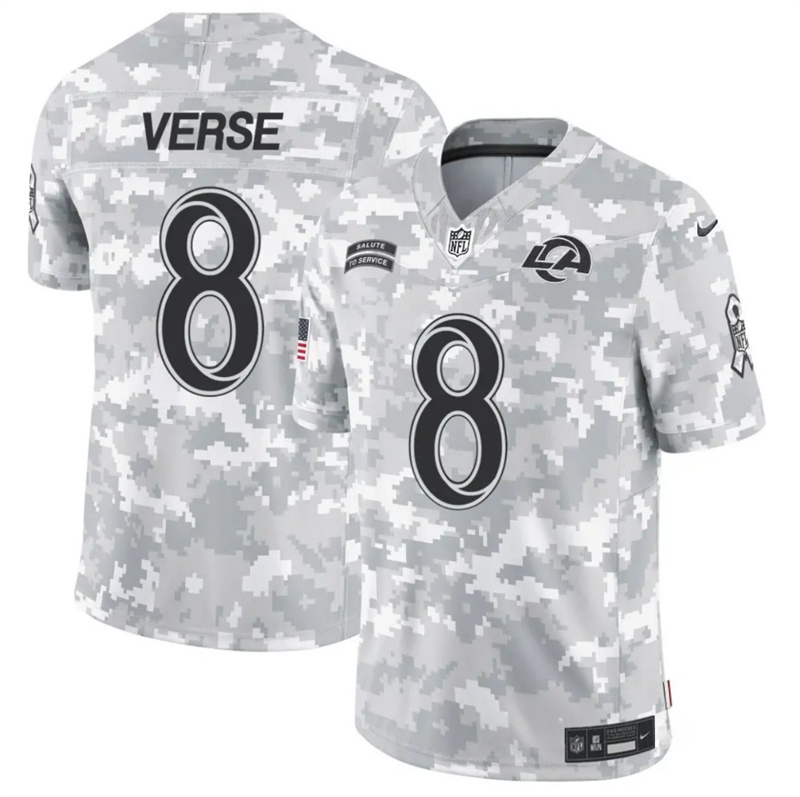 Men's Los Angeles Rams #8 Jared Verse 2024 F.U.S.E Arctic Camo Salute to Service Limited Stitched Football Jersey Men's Los Angeles Rams #8 Jared Verse 2024 F.U.S.E Arctic Camo Salute to Service Limited Stitched Football Jersey