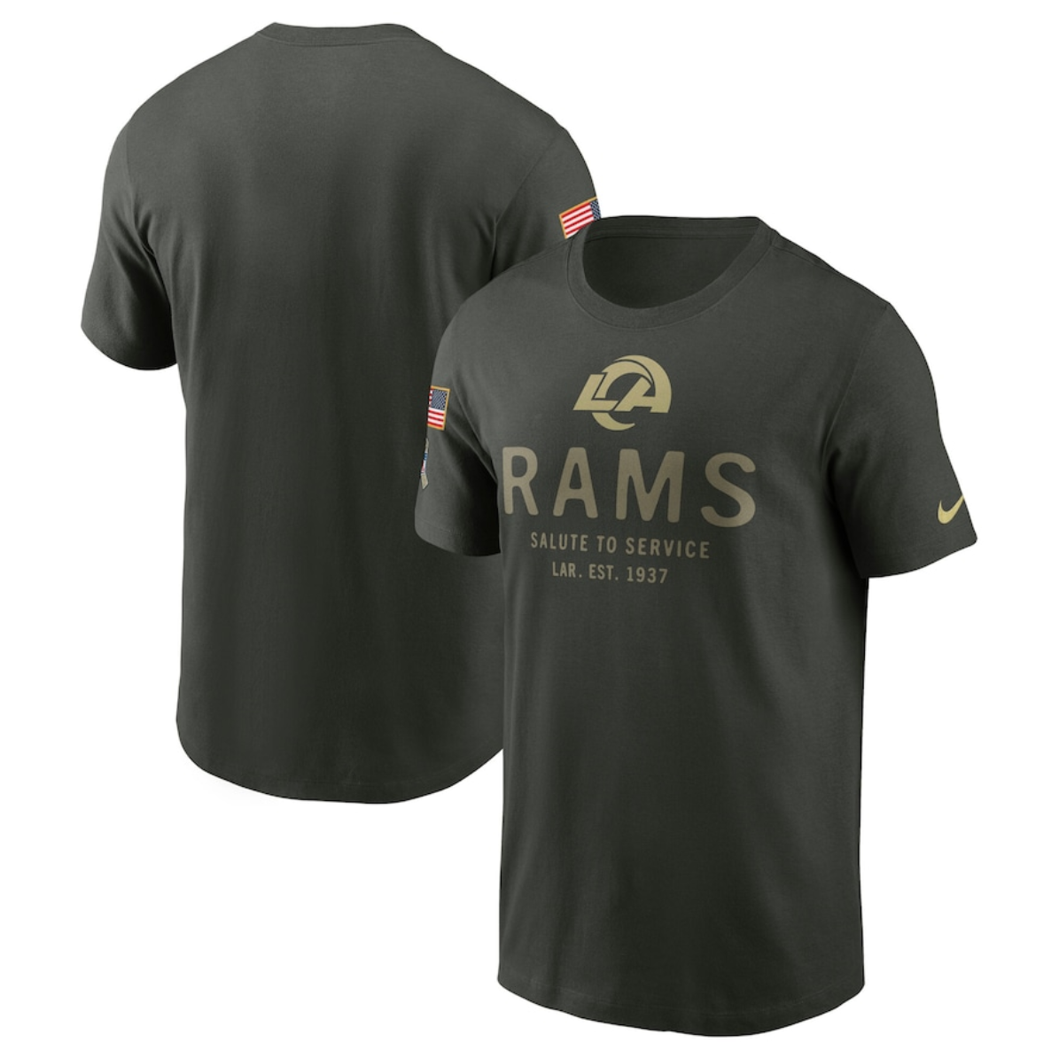 Men's Los Angeles Rams Forest Green 2025 Salute to Service Sideline Primary Edge Dri-FIT T-Shirt Men's Los Angeles Rams Forest Green 2025 Salute to Service Sideline Primary Edge Dri-FIT T-Shirt