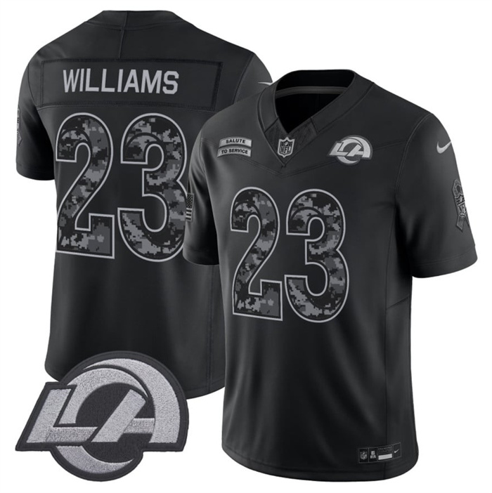 Men's Los Angeles Rams #23 Kyren Williams Black F.U.S.E. 2026 Salute to Service Limited Stitched Football Jersey