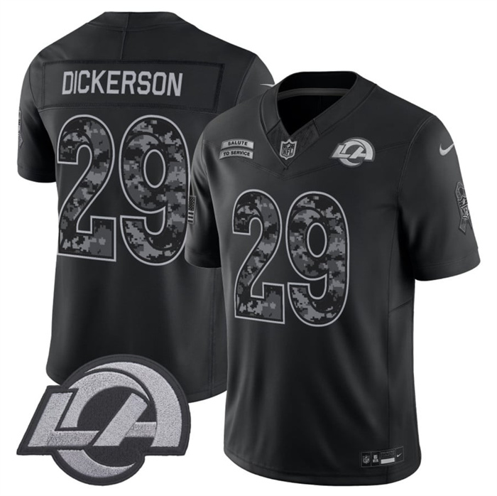 Men's Los Angeles Rams #29 Eric Dickerson Black F.U.S.E. 2026 Salute to Service Limited Stitched Football Jersey