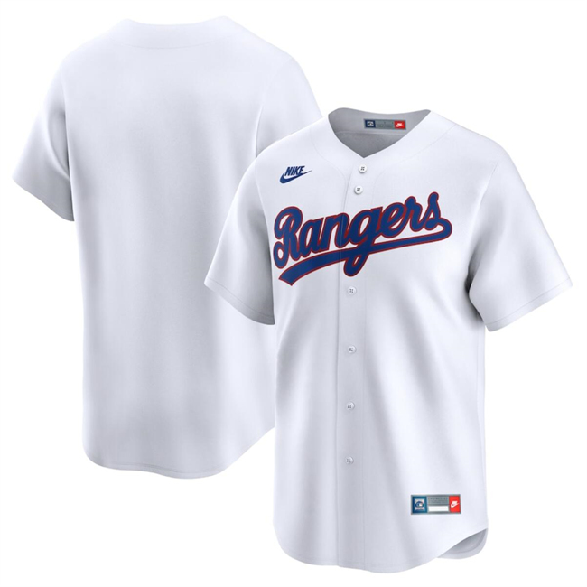 Men's Texas Rangers Blank White Cooperstown Collection Limited Stitched Baseball Jersey
