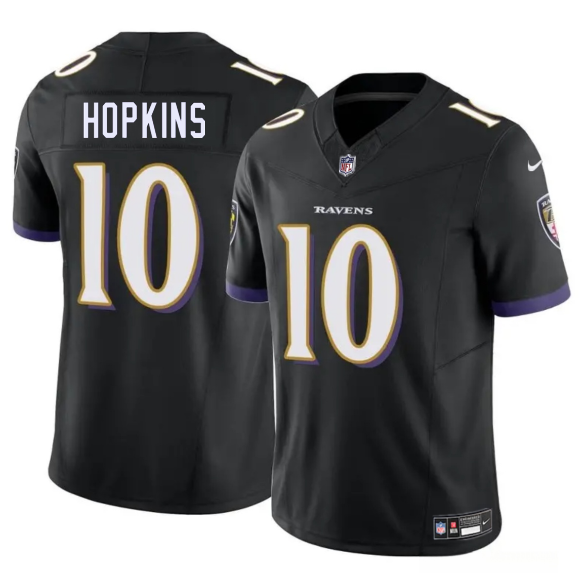 Men's Baltimore Ravens #10 DeAndre Hopkins Black 2025 F.U.S.E Vapor Limited Football Jersey Men's Baltimore Ravens #10 DeAndre Hopkins Black 2025 F.U.S.E Vapor Limited Football Jersey