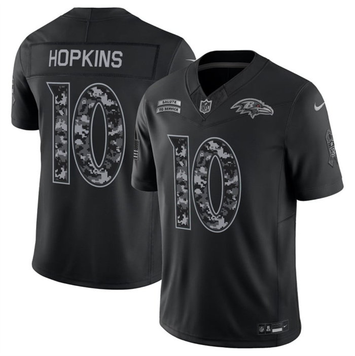 Men's Baltimore Ravens #10 DeAndre Hopkins Black F.U.S.E. 2026 Salute to Service Limited Stitched Football Jersey